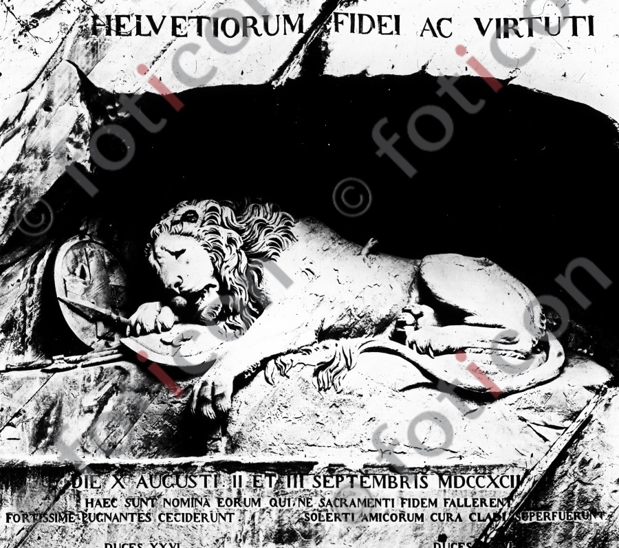 Luzern. Löwendenkmal | Lucerne. Lion Monument - Foto foticon-simon-023-004-sw.jpg | foticon.de - Bilddatenbank für Motive aus Geschichte und Kultur